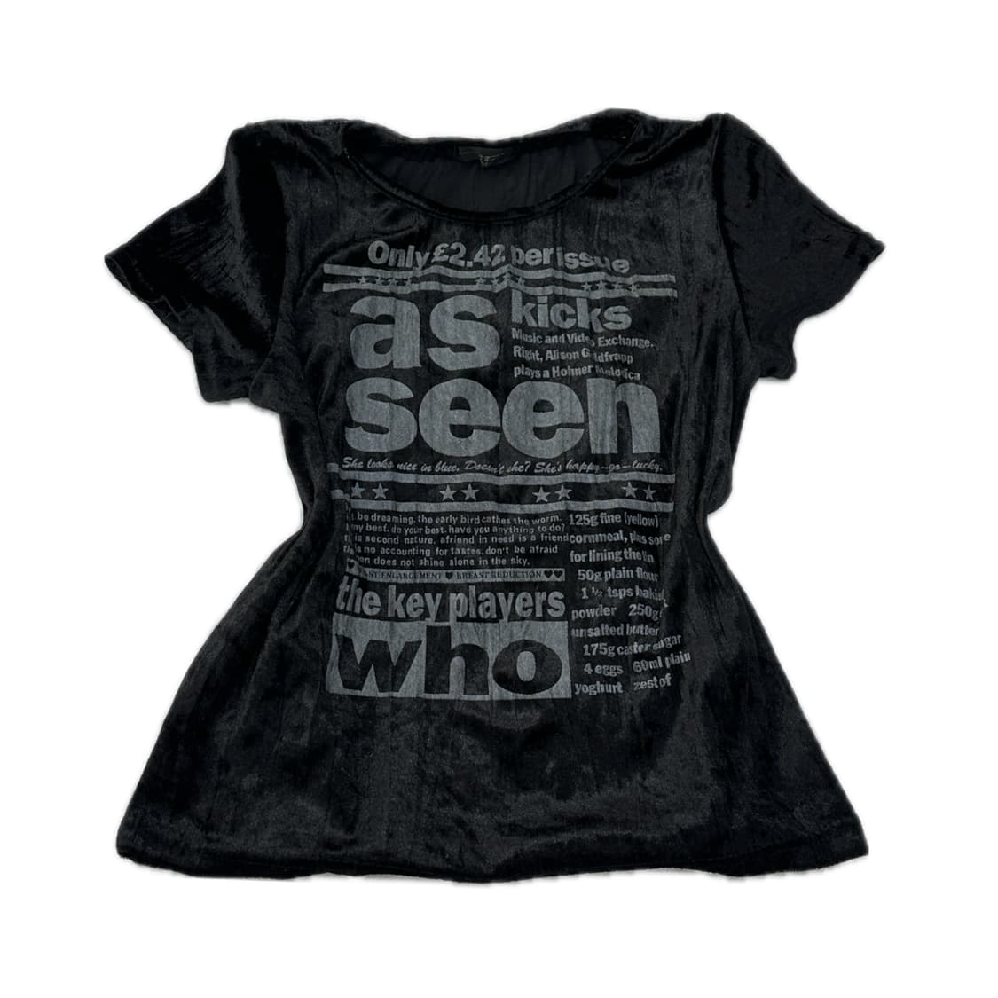 나나깔 벨벳 슬림 프린팅 반팔 티셔츠 HOROSCOPE 이너 고스로리  상품이미지2