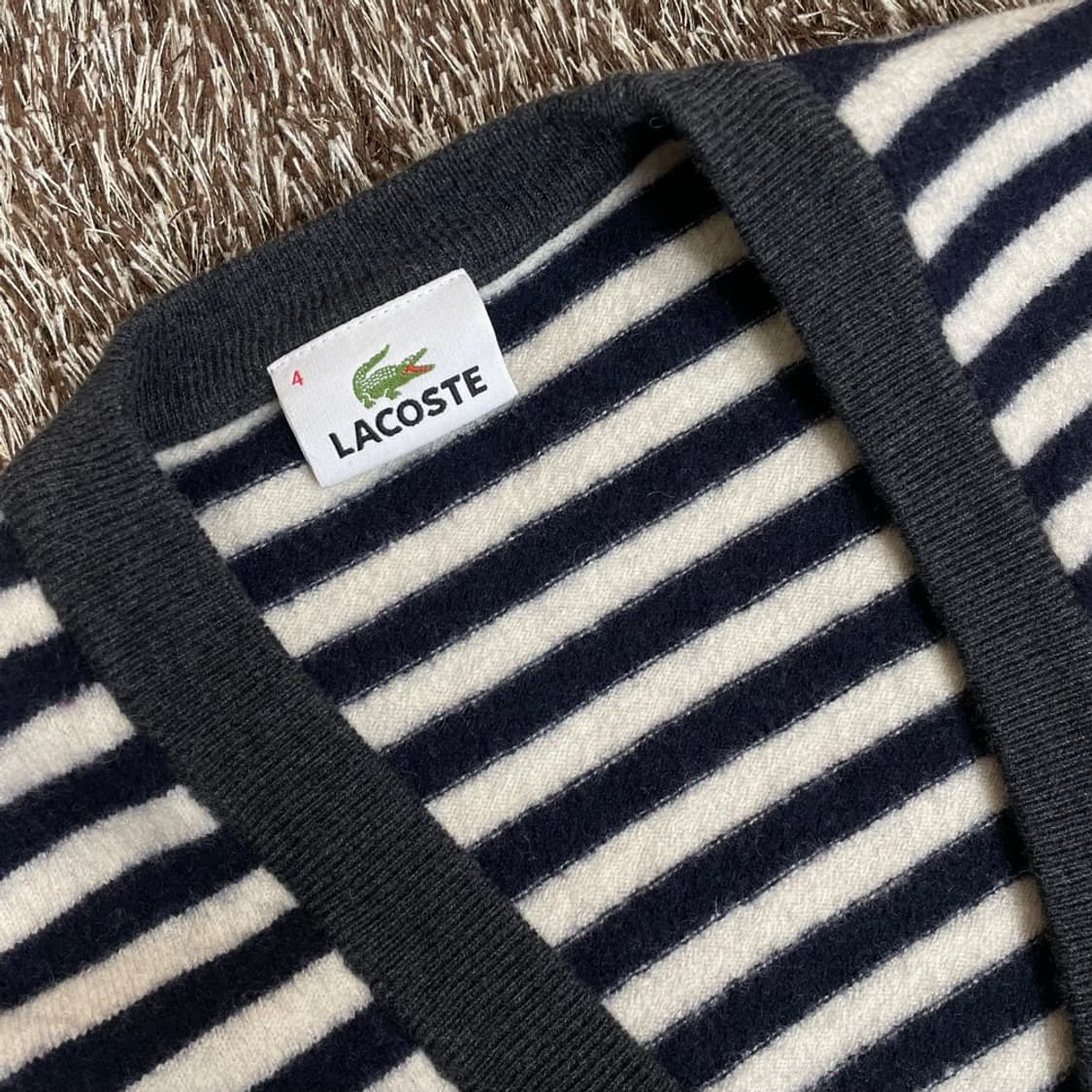 라코스테 Lacoste 스트라이프 브이넥 니트 가디건 4 상품이미지2