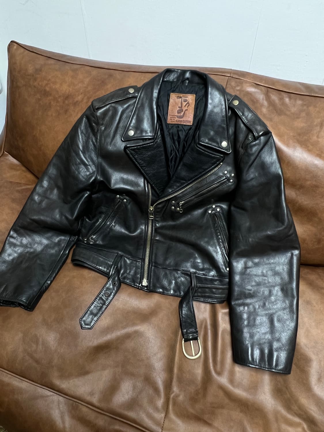[L] 빈티지 소가죽 더블 라이더 자켓 블랙 상품이미지6