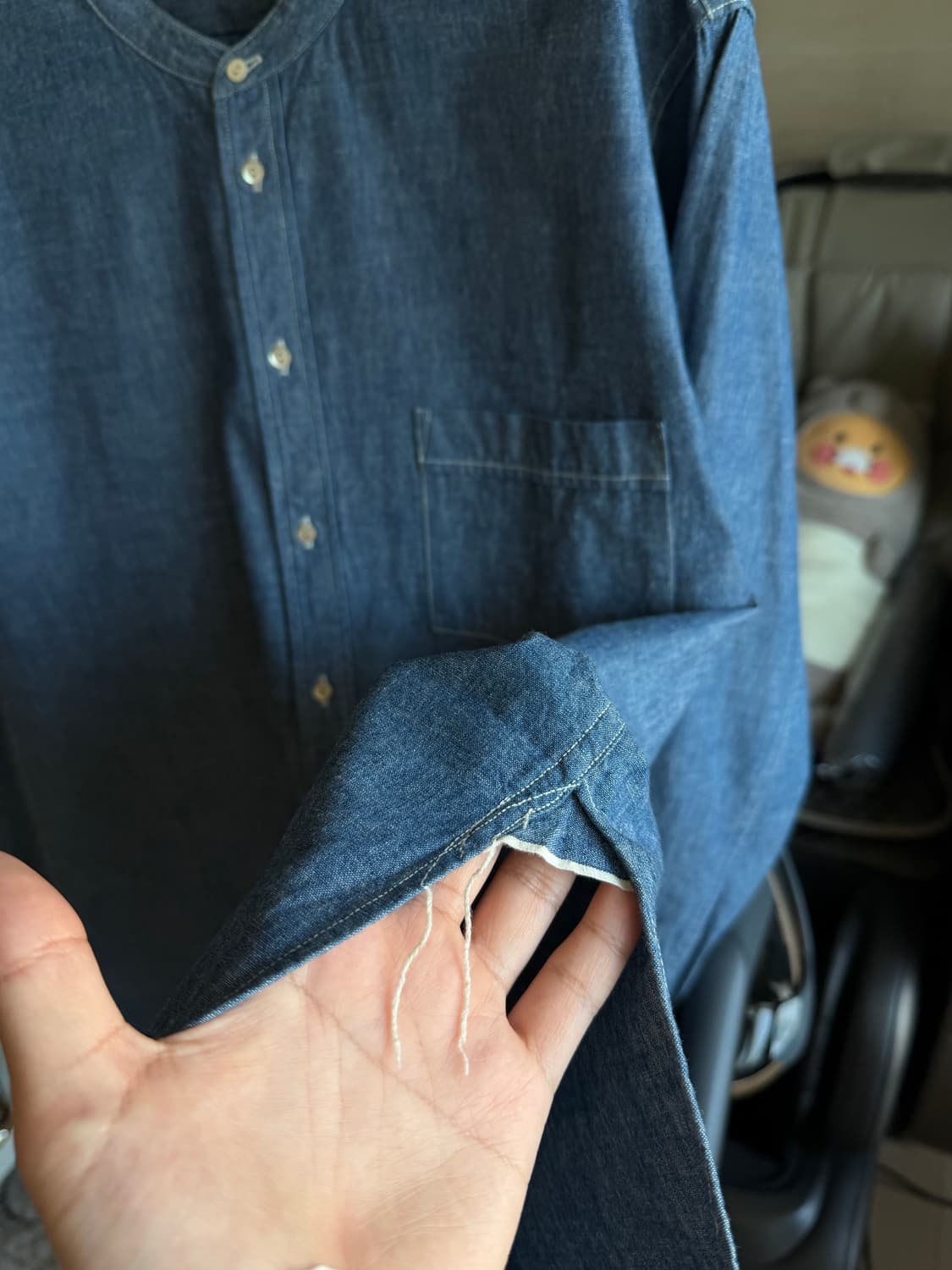 [15] 타이가 타카하시 lot.104 밴드 칼라 데님 셔츠 상품이미지7