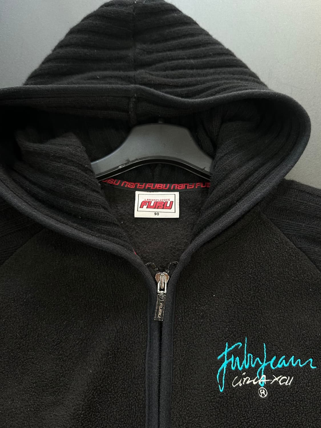 후부 자수백로고 후드 플리스 니트집업 상품이미지7