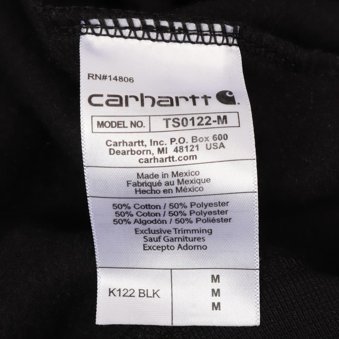 칼하트 k122 루즈 핏 블랙 후드집업 상품이미지8