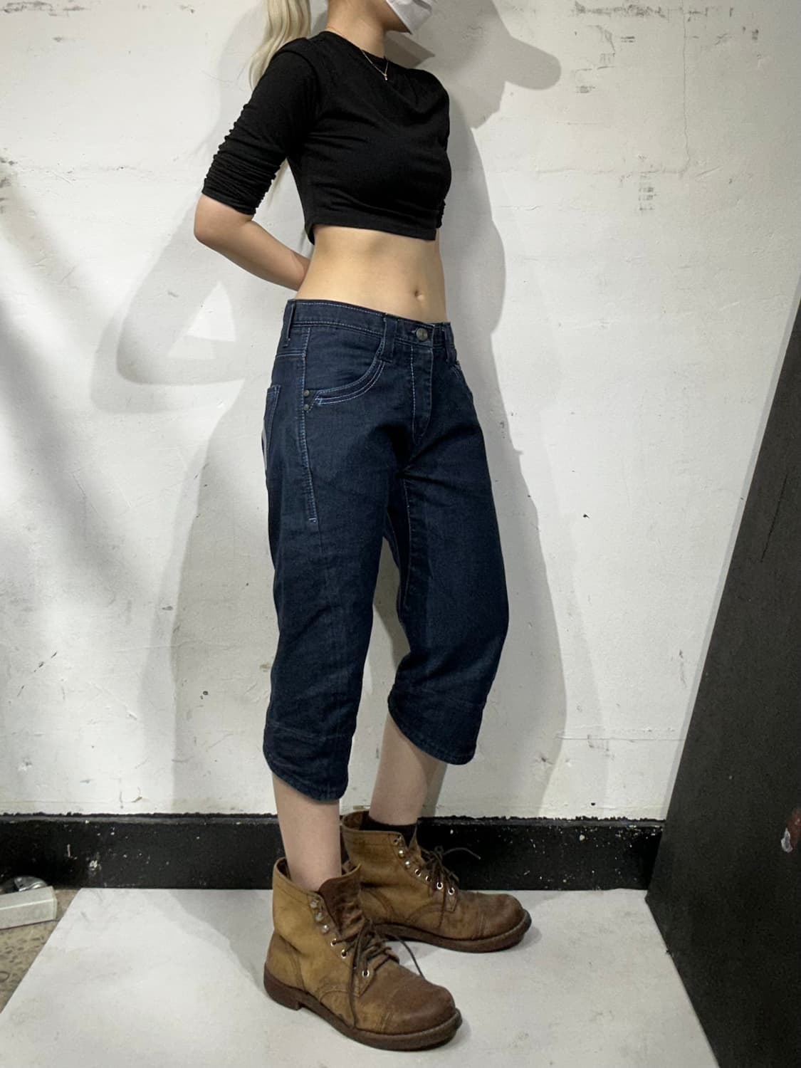 에비수 진청 데님 버뮤다 워크 반바지  상품이미지2