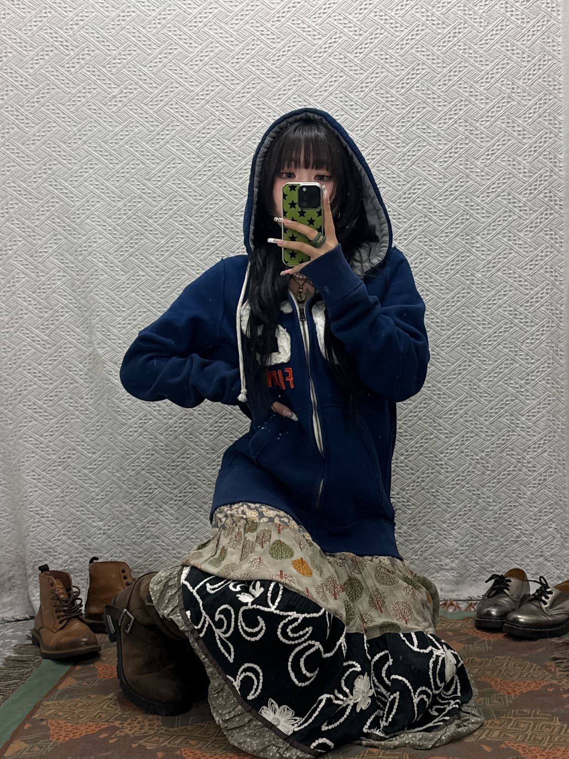 아베크롬비 희귀 레트로 Y2K 00's 키치 페인팅 후드집업 K0177 상품이미지2