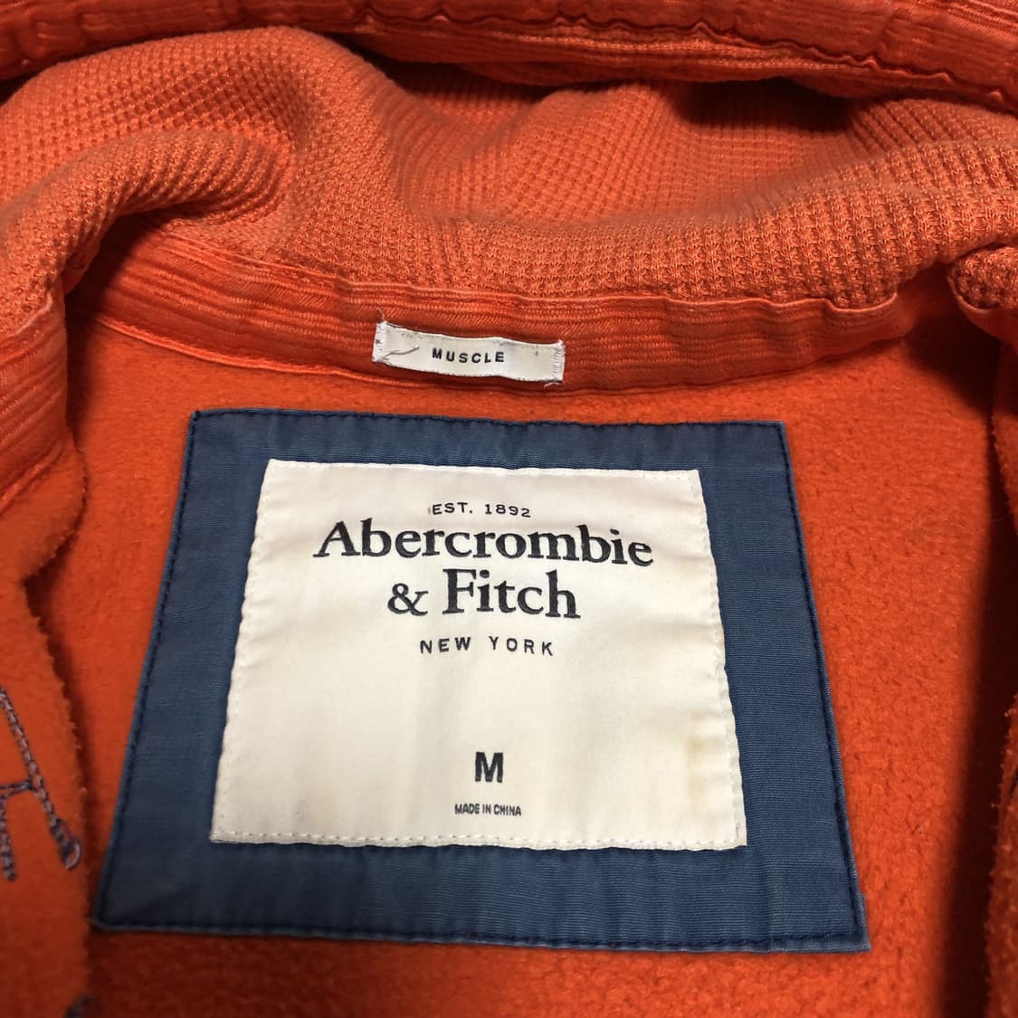 (머슬핏 M) 아베크롬비 Abercrombie 워시드 오렌지 후드 집업 상품이미지4
