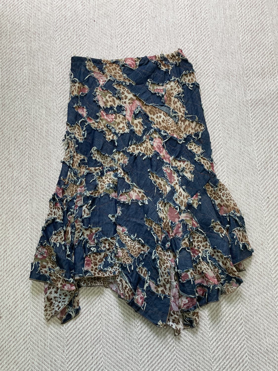 니나 루 패치워크 프린지 사시코 언밸런스 플레어 스커트 상품이미지7