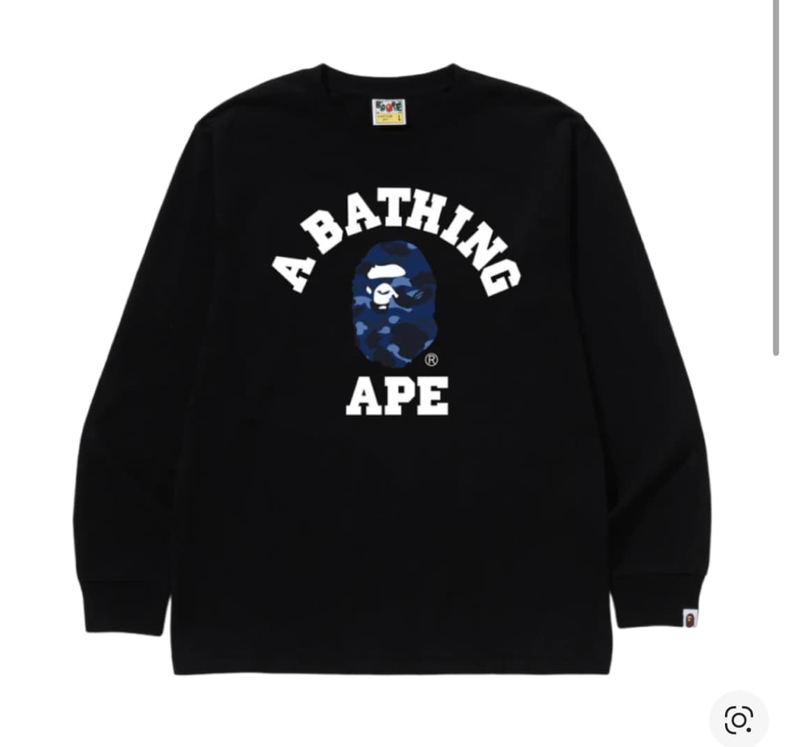 베이프 컬러 카모 컬리지 롱슬리브 티셔츠 블랙 네이비 상품이미지1