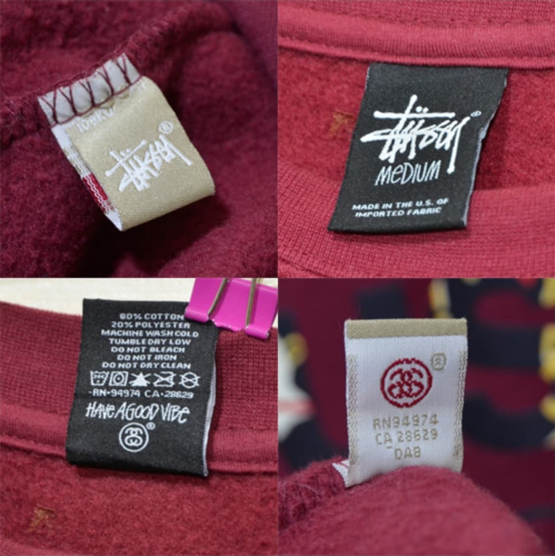 [USA]STUSSY No4 크루넥(버건디)
 상품이미지4