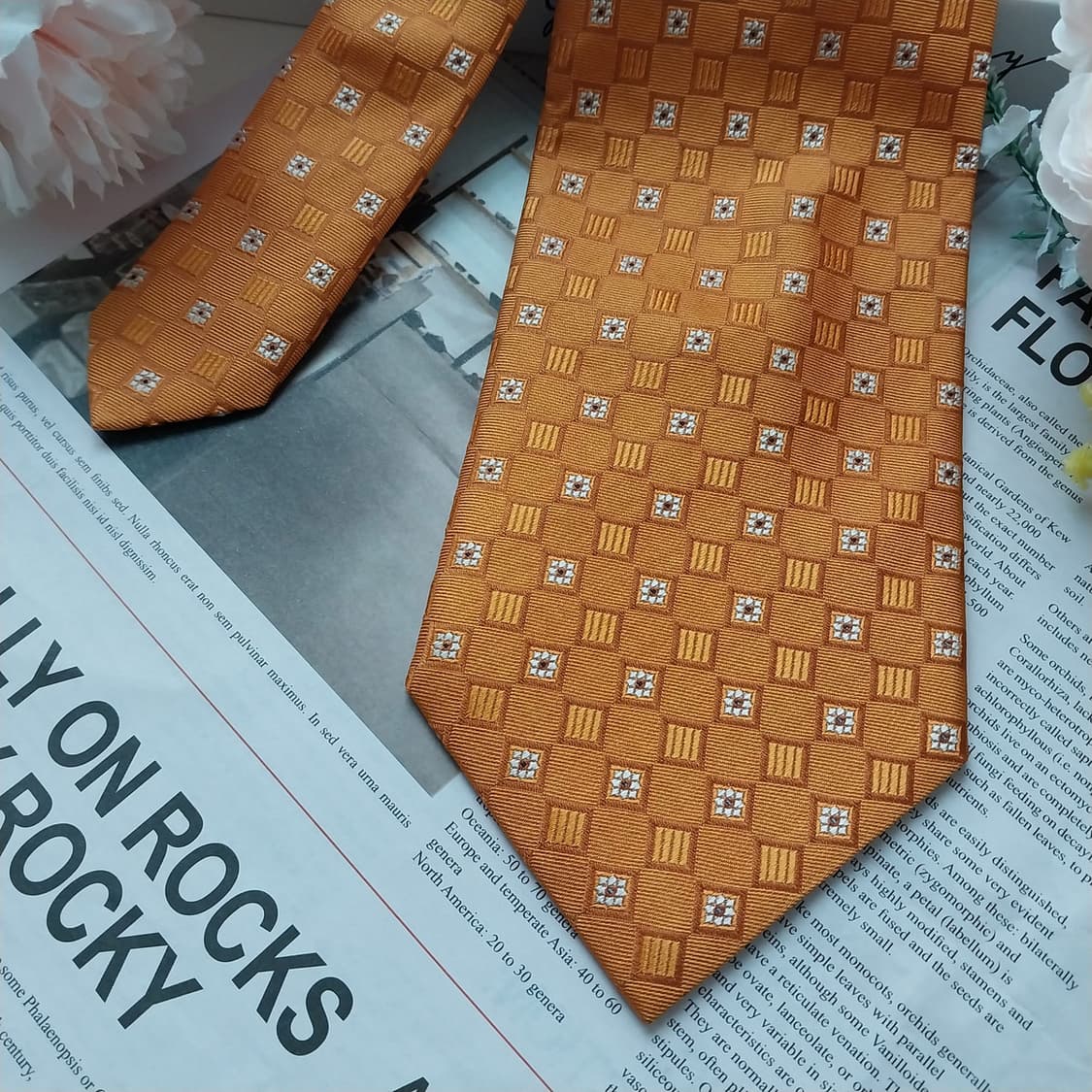 케이드 제노바 실크 오렌지 자카드 넥타이 10cm A+등급  K1241
 상품이미지4