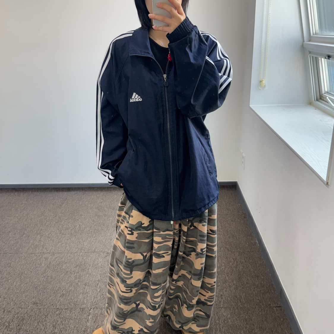 Adidas 아디다스 삼각로고 네이비 바람막이 집업 상품이미지1