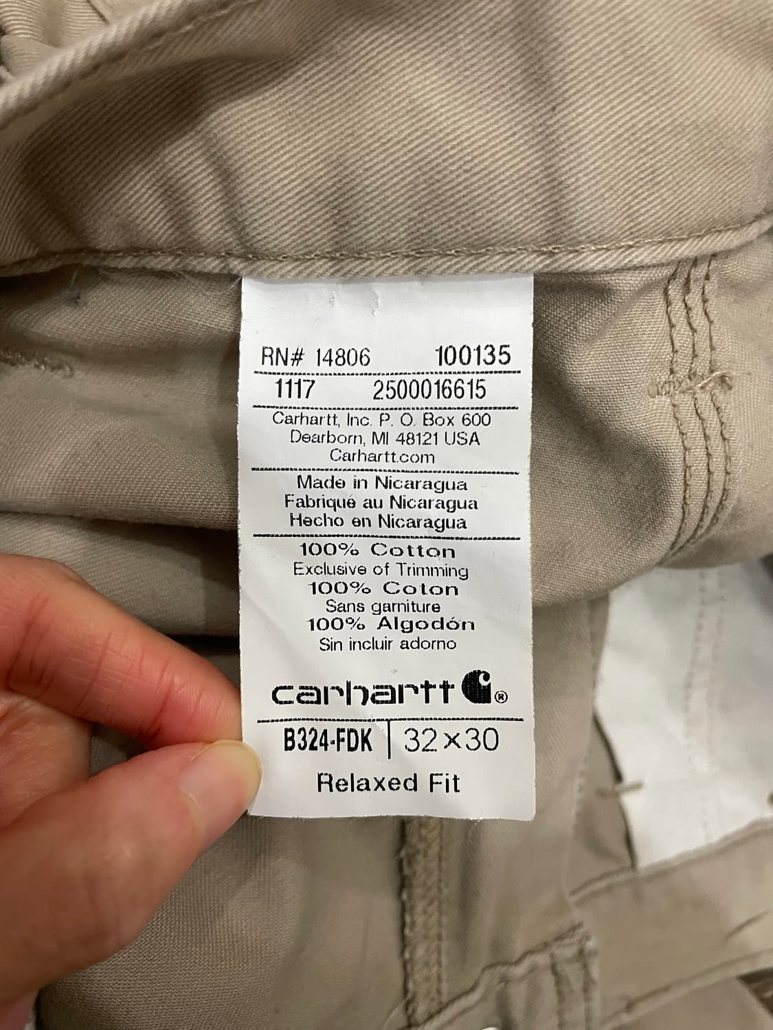 칼하트 덩가리 카펜터 워크 팬츠 베이지 상품이미지9