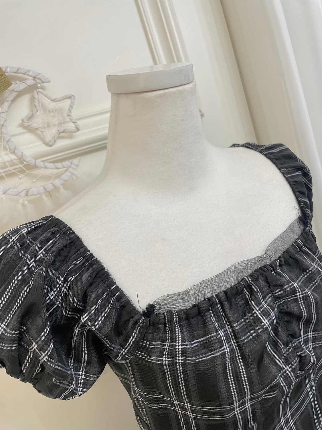 charcoal check shirring point lovely opc 상품이미지7