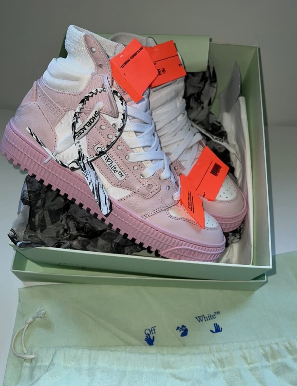 [정품] Off-White™ 아웃 오브 오피스 핑크 하이탑 240 상품이미지1