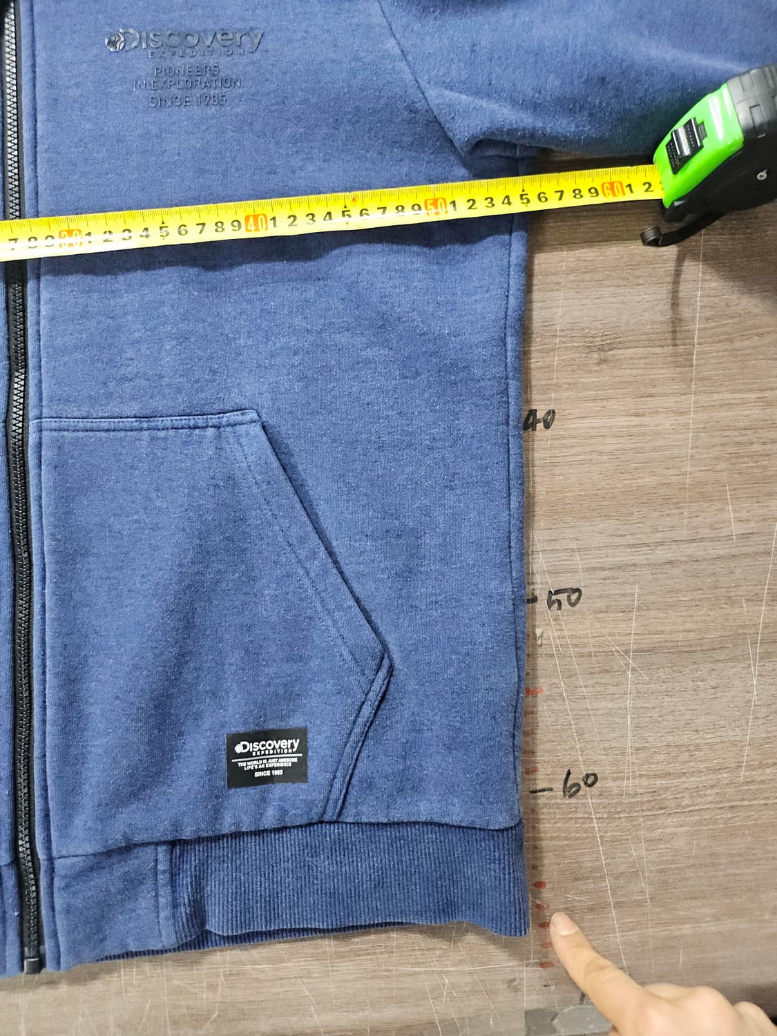 디스커버리 익스페디션 남성 기모 소매 로고 후드 집업 100 상품이미지7