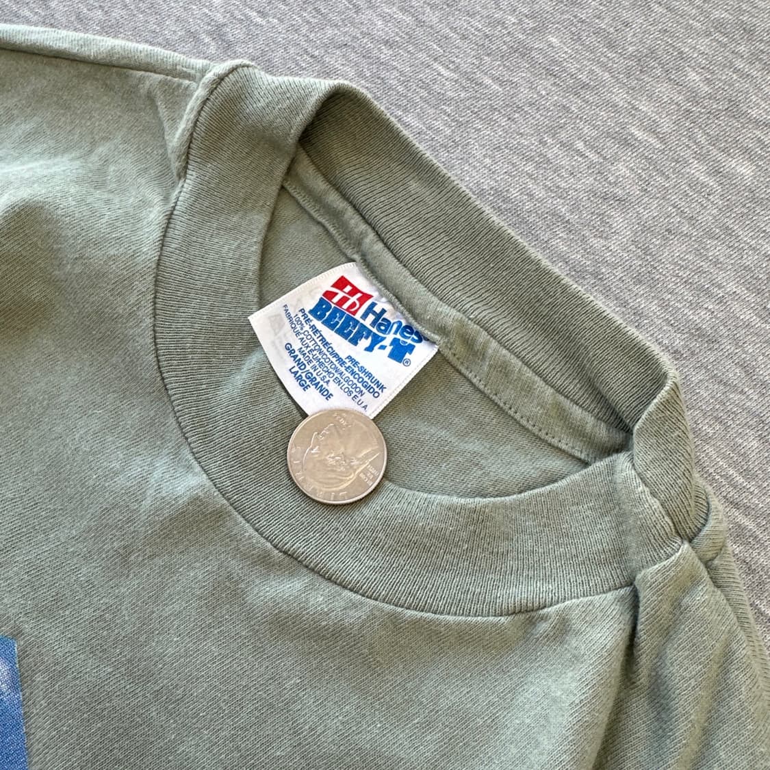 [L] 90s 빈티지 헤인즈 비피 USA제 '마린 대학' 아트 티셔츠 상품이미지3