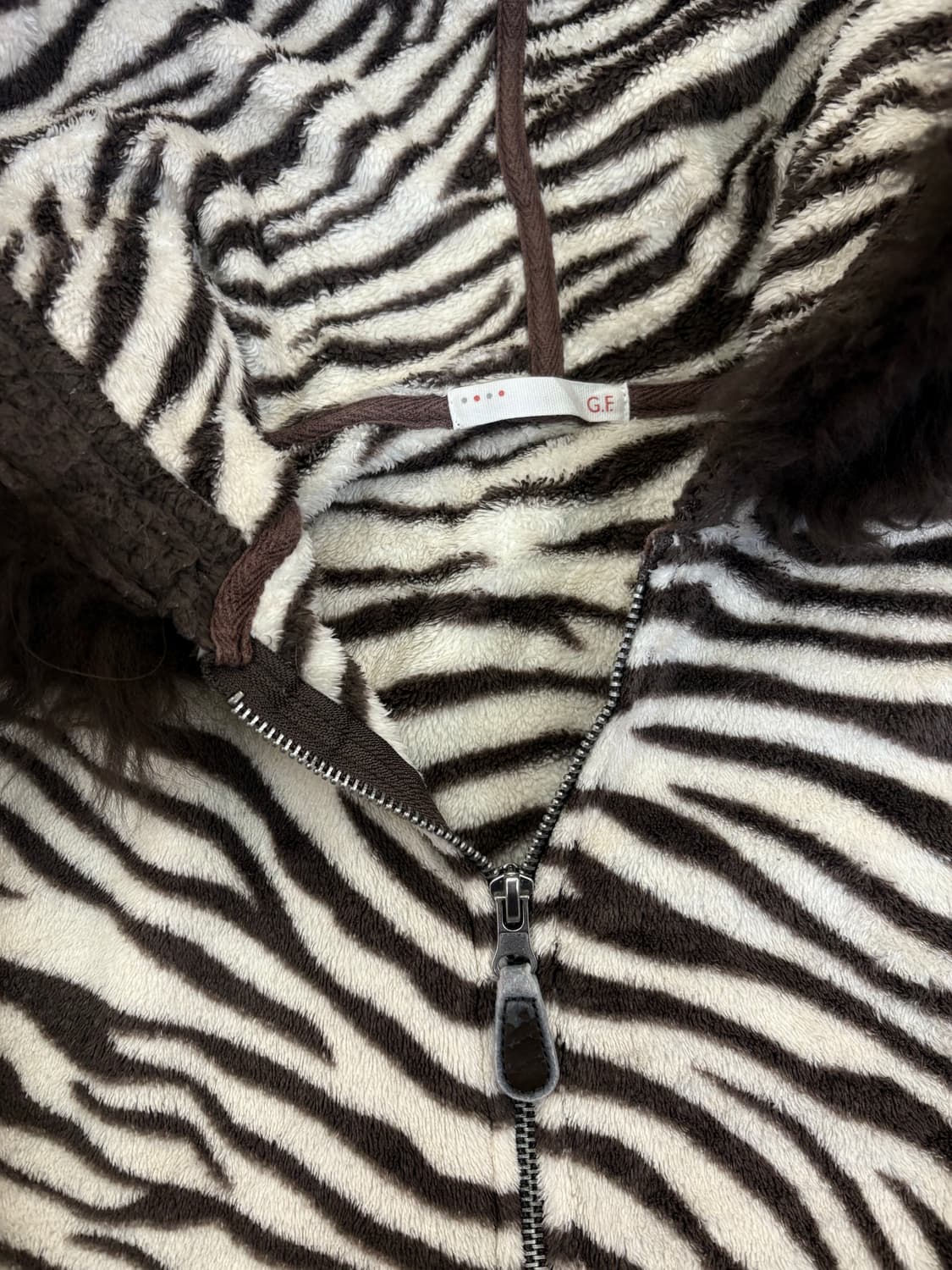 브라운 지브라 퍼 후드집업 상품이미지2