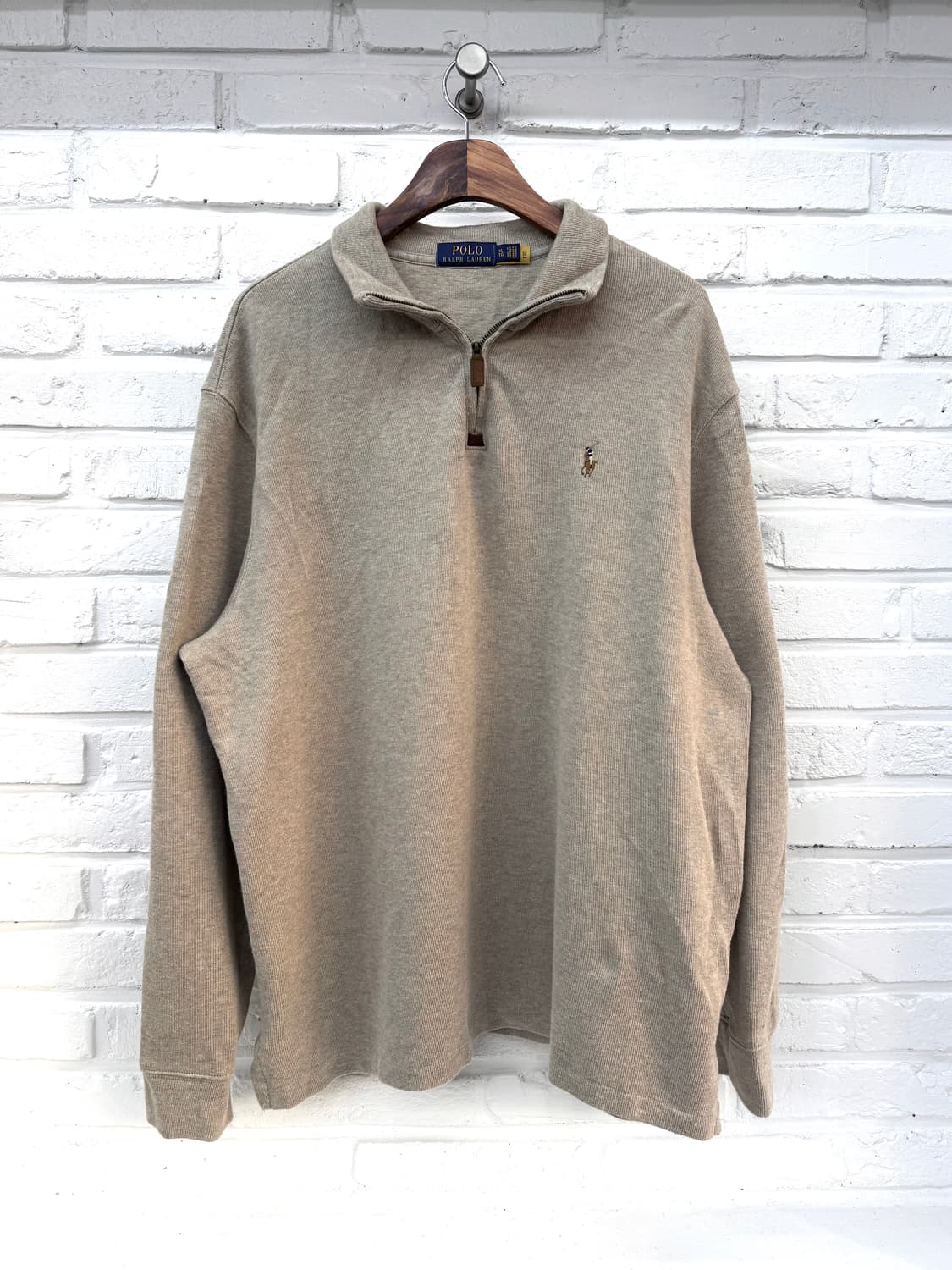 폴로 베이지 반집업 니트 상품이미지3