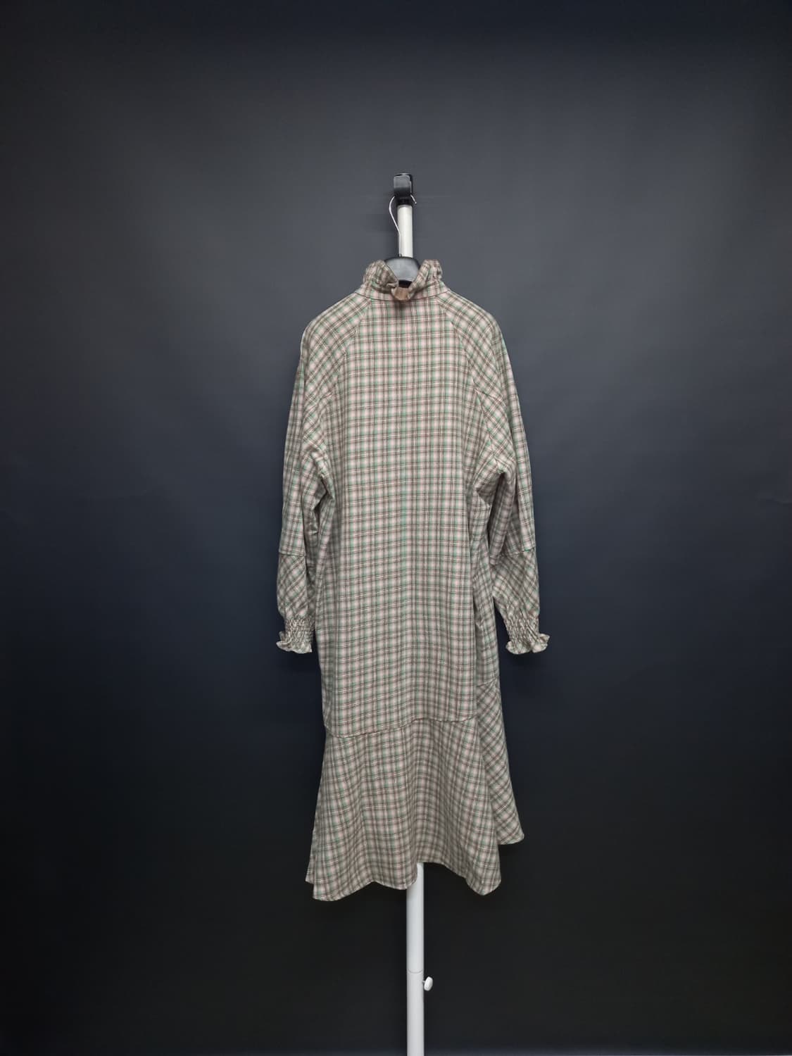 새 시스템 춘추동 모 체크 맥시 롱 원피스 44-77 상품이미지2