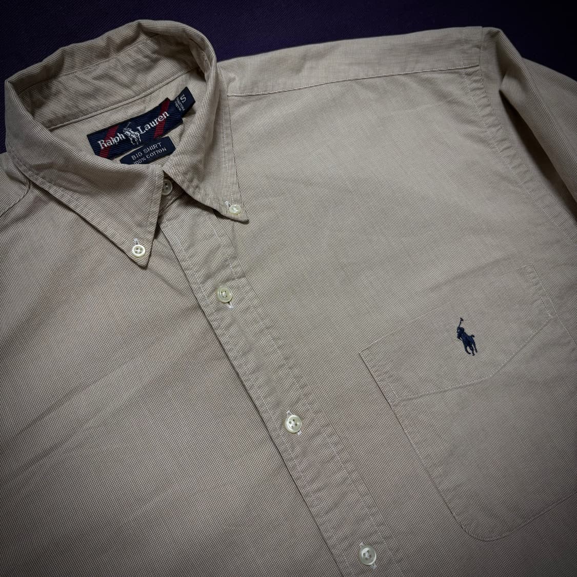 90s Ralph Lauren Big Shirt Beige Cotton 상품이미지1