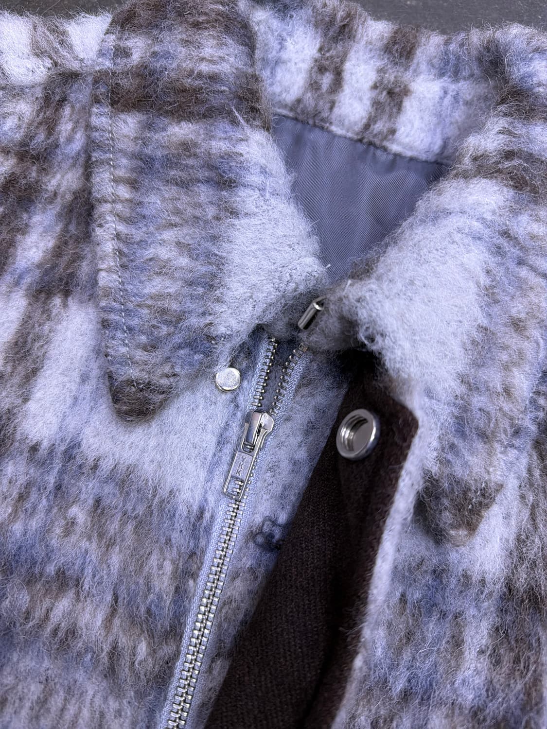 엘무드 슈퍼체크 알파카 모헤어 체크 자켓 블루종 46 상품이미지5