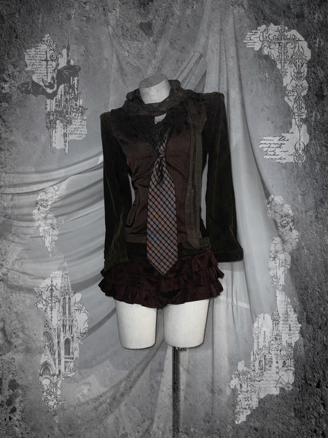 핀터 브라운 빈티지 프레피 코디세트  상품이미지1