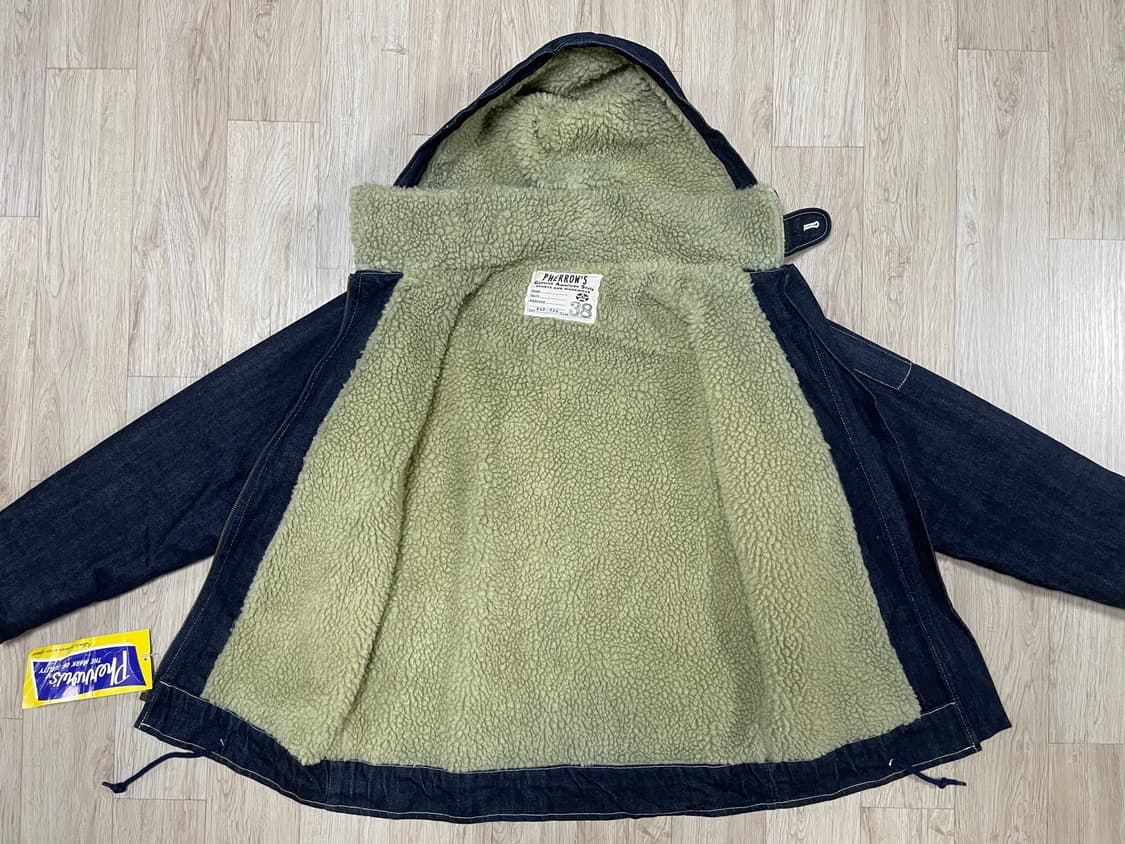 100) 페로우즈 미군 데님 양털 후드자켓(새제품)RRL&LVC&폴로 상품이미지5