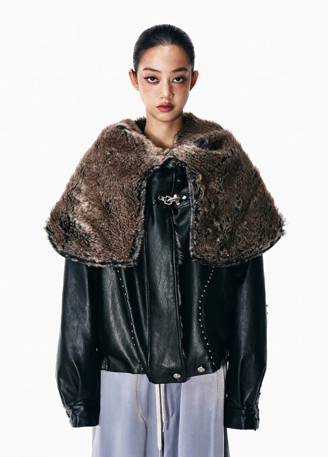 YEEL FOLD-OUT HOODIE SHAWL FUR JACKET 상품이미지1