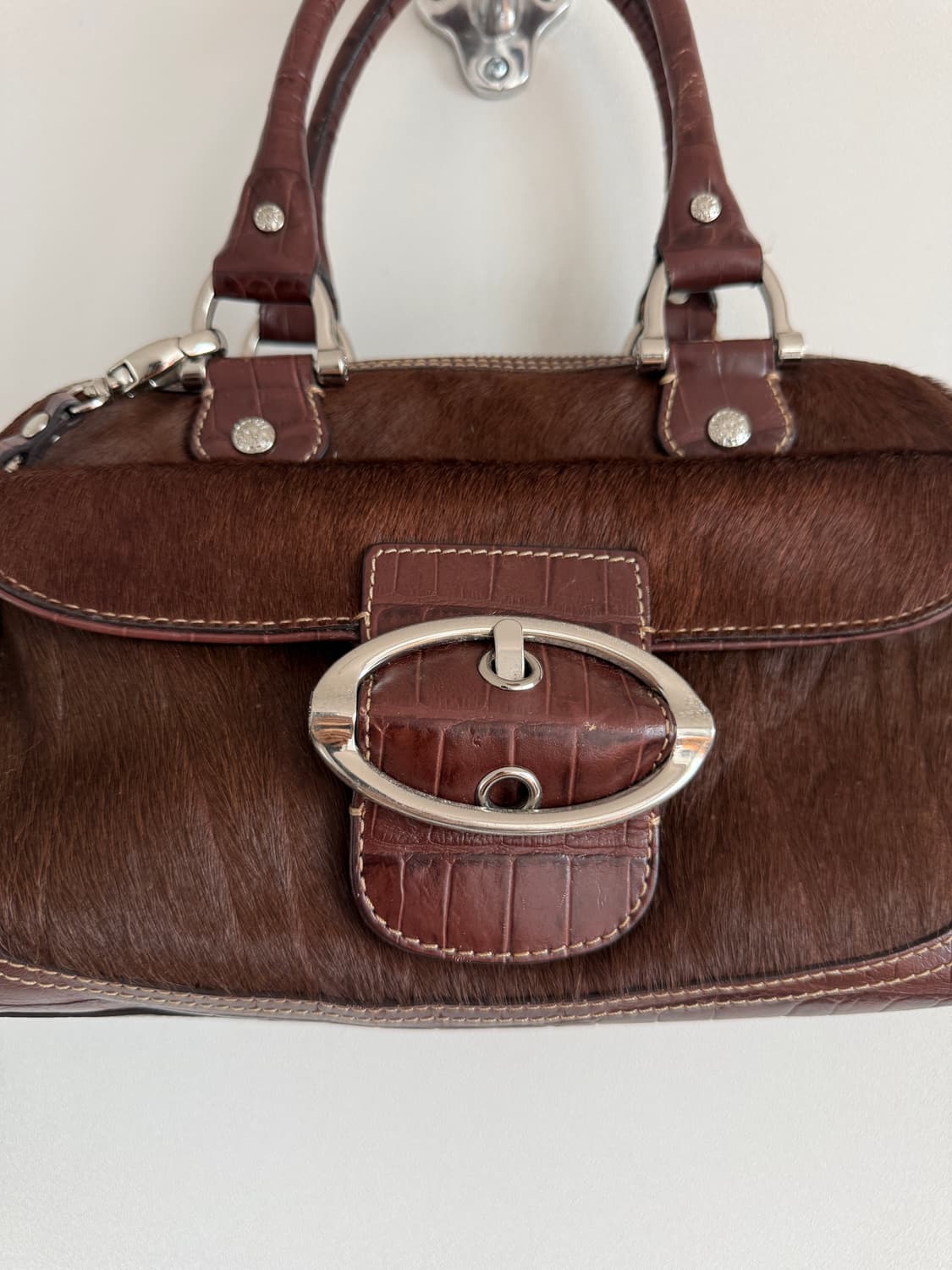 앤클라인(Anne Klein) Y2K 레더&송치 토트백 상품이미지2