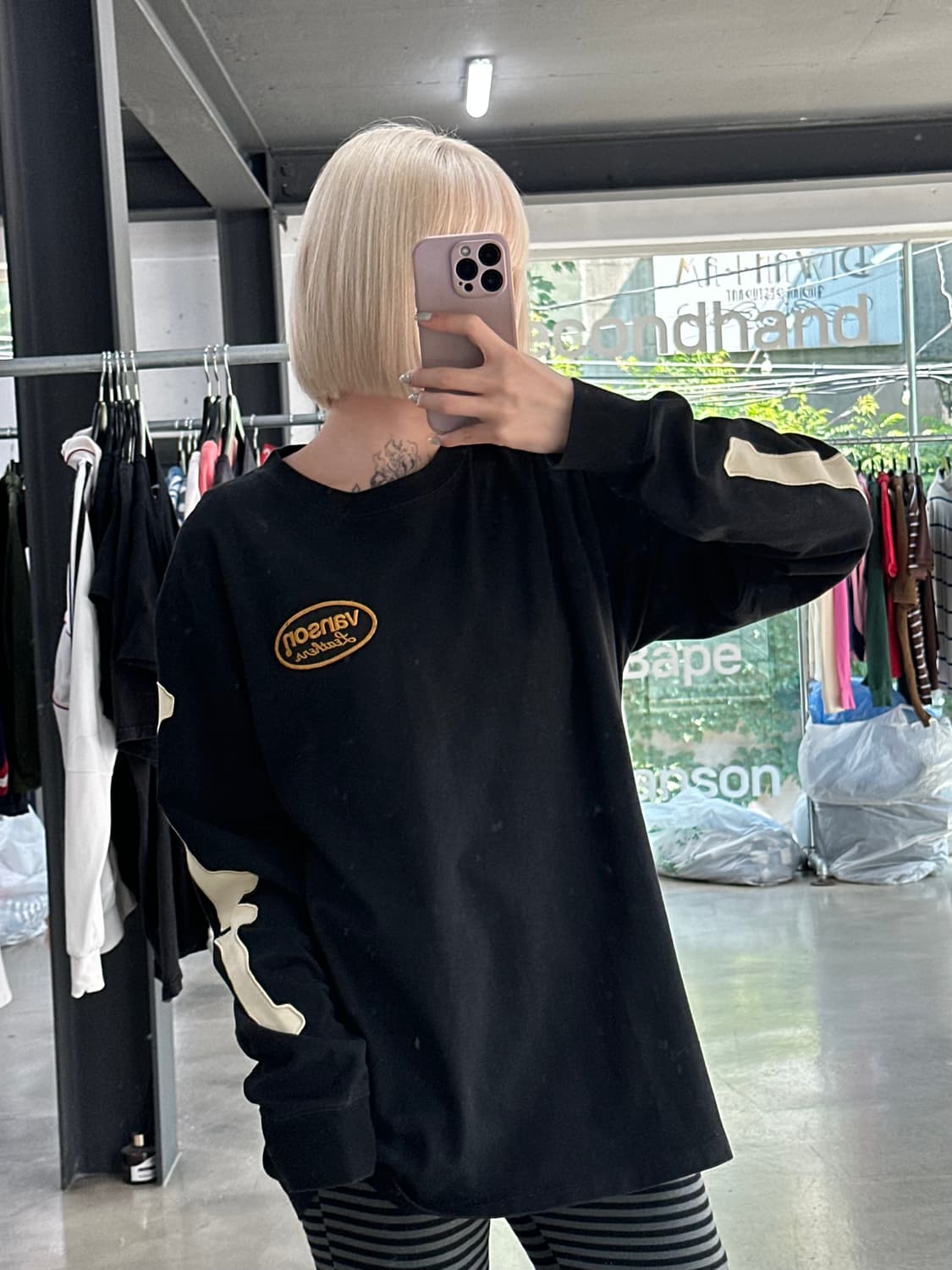 벤슨 본 패치 롱슬리브 블랙 긴팔 티셔츠  상품이미지3