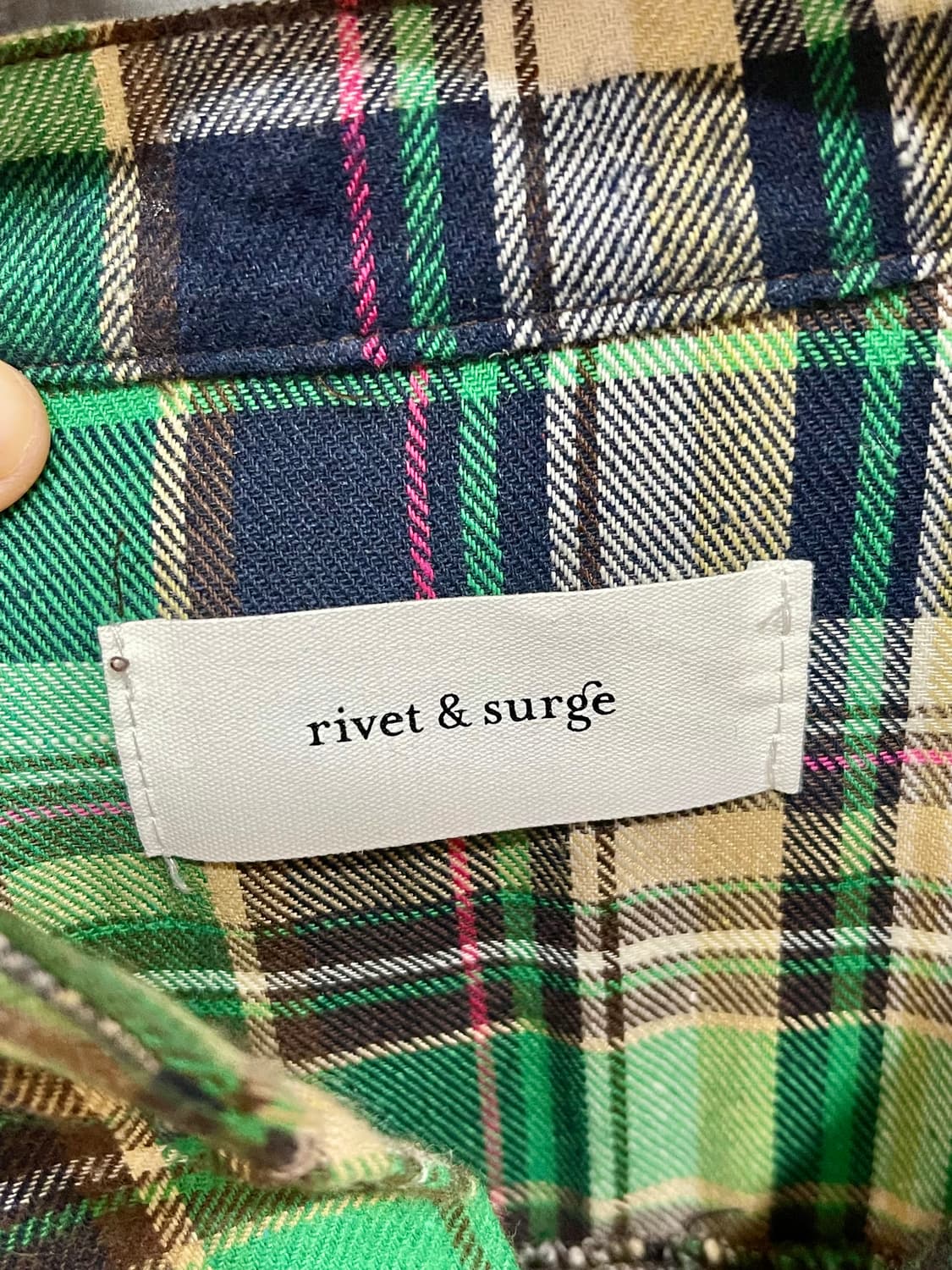 rivet & surge 사이드 슬릿 요크 체크 롱 원피스 (그린) 상품이미지2