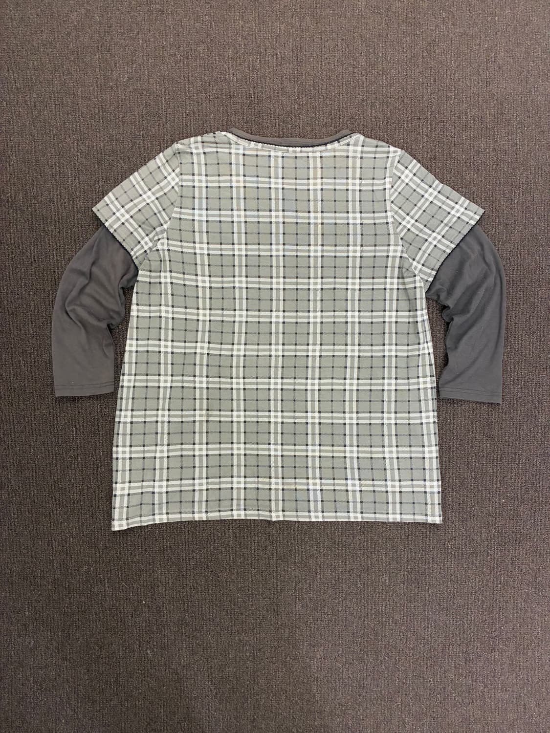 3L) Japanese vintage 여성 레이어드 체크무늬 롱 슬리브 상품이미지7