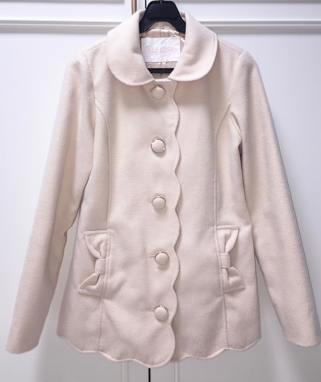 리즈리사 라떼갸루 연핑크 퍼 리본 코트 상품이미지2