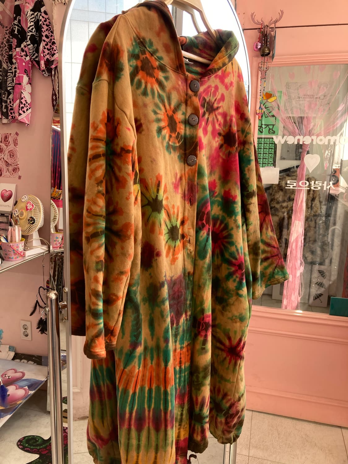 빈티지 브라운 타이다이 롱코트 상품이미지3