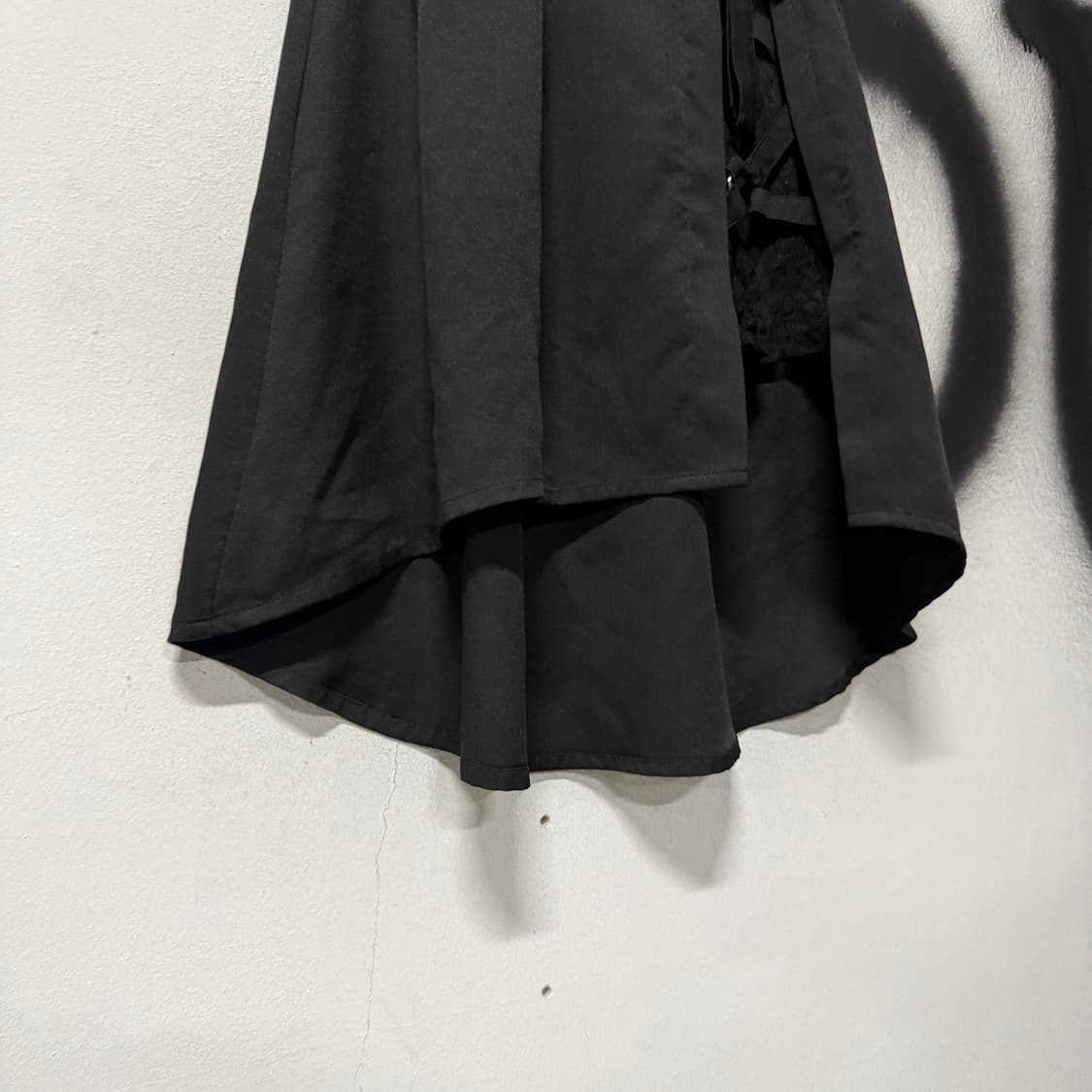 VTG 빈티지 블랙 고딕 펑크 가터벨트 레이스 언발 랩 스커트 상품이미지5