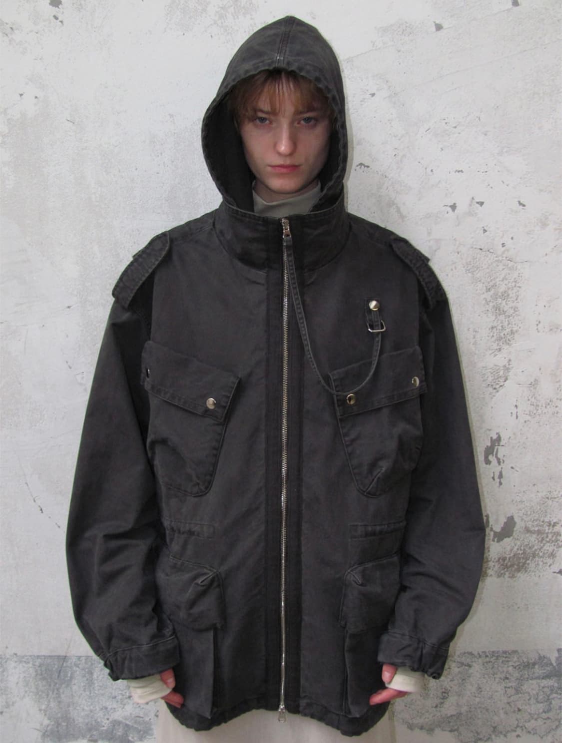 파르티멘토 우먼 2 IN 1 워시드 M65 필드자켓 차콜 개파카 상품이미지1