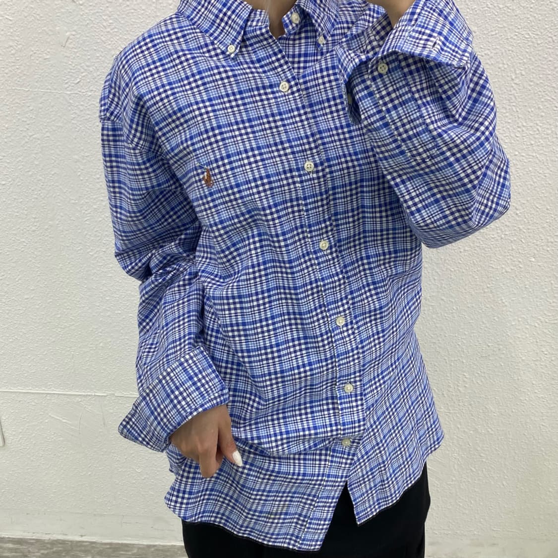 폴로 랄프로렌 옥스포드 블루체크 셔츠 XL 상품이미지6