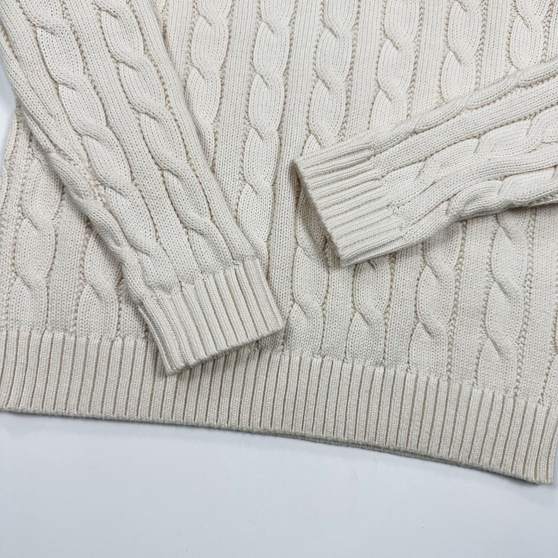 폴로 랄프로렌 클래식 자수로고 금장 케이블니트 아이보리 여성2XS 상품이미지5