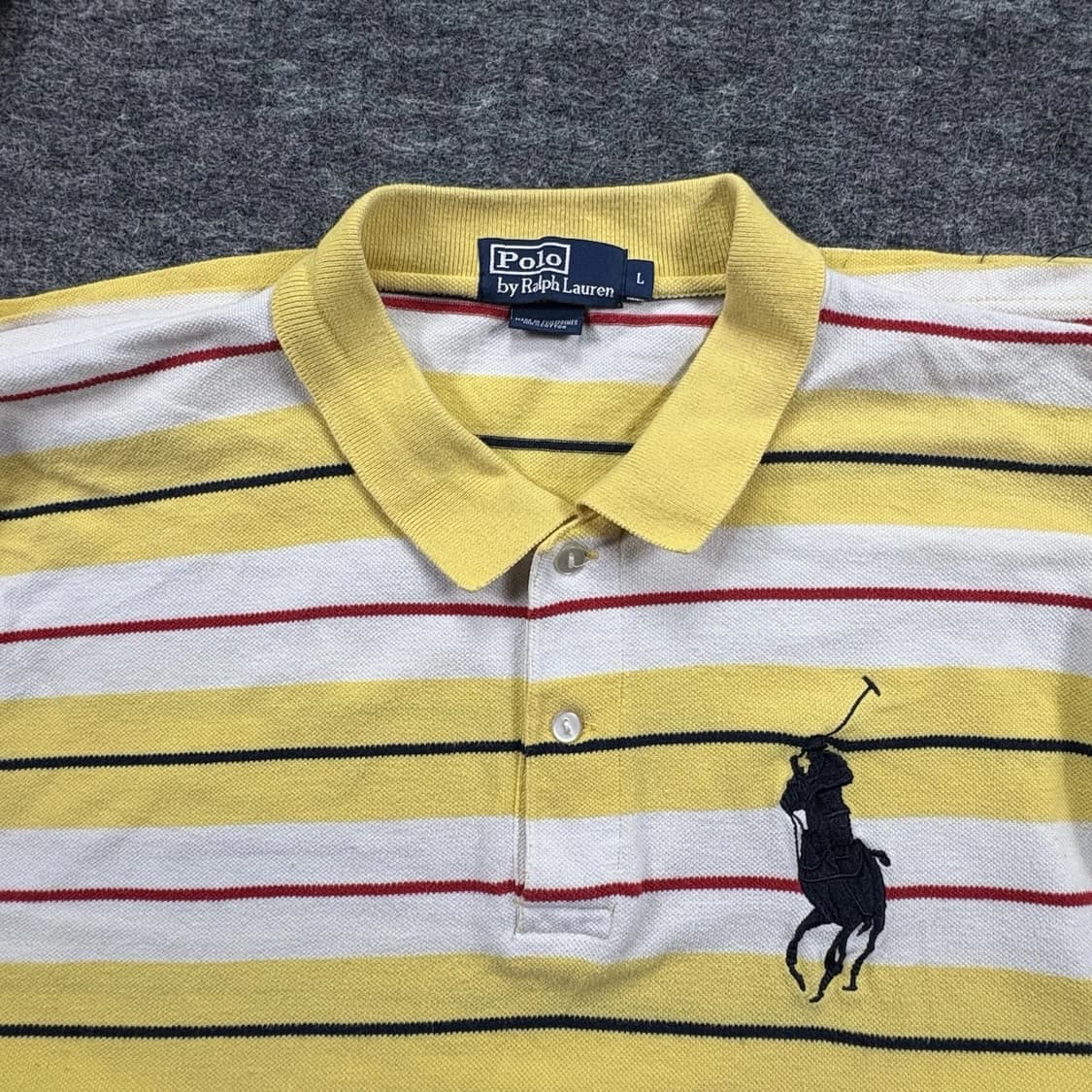 폴로 랄프로렌 옐로우 스트라이프 빅포니 긴팔 카라티 상품이미지3