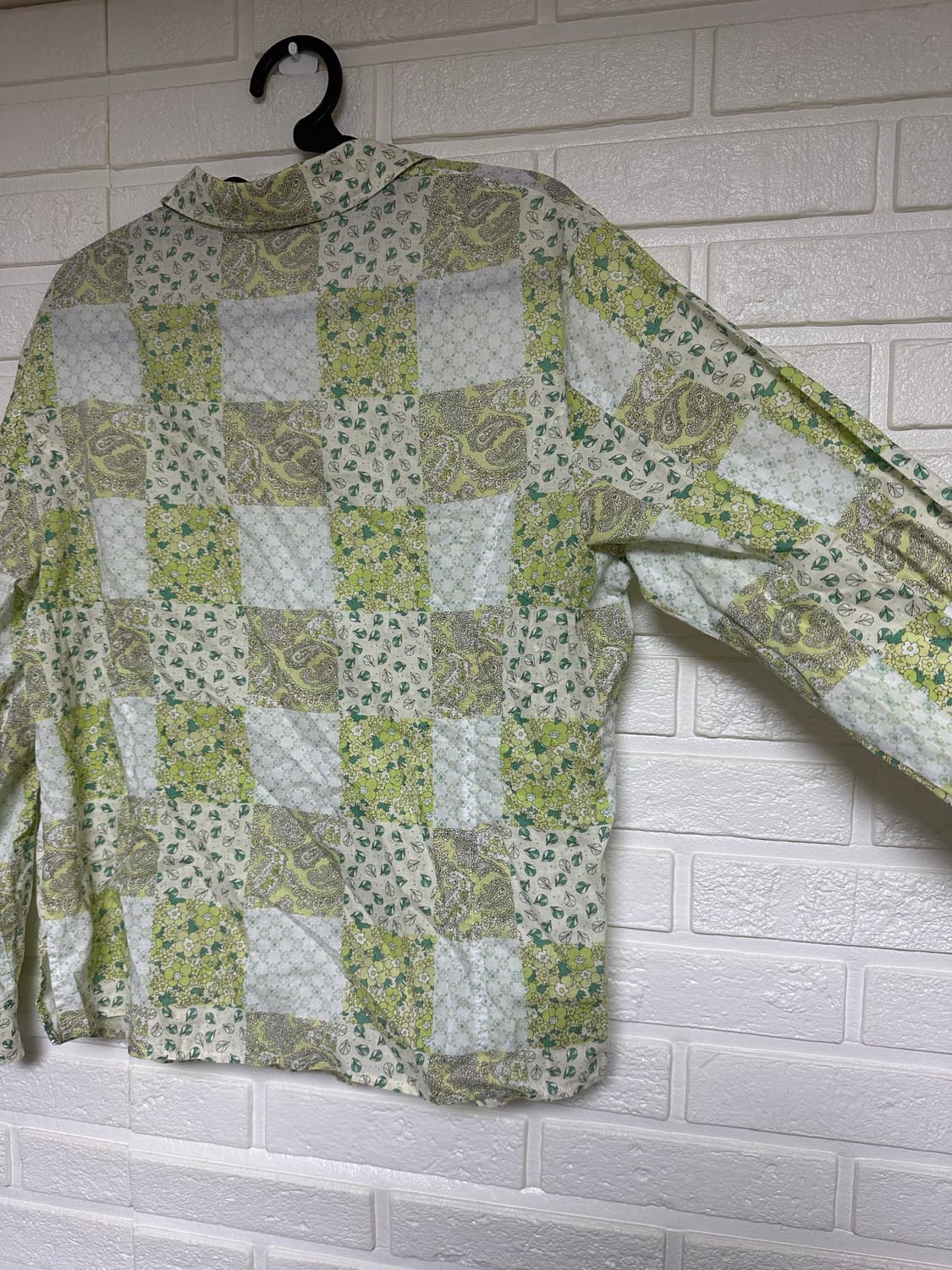 초록 꽃무늬 패턴 셔츠(일본빈티지) 상품이미지3