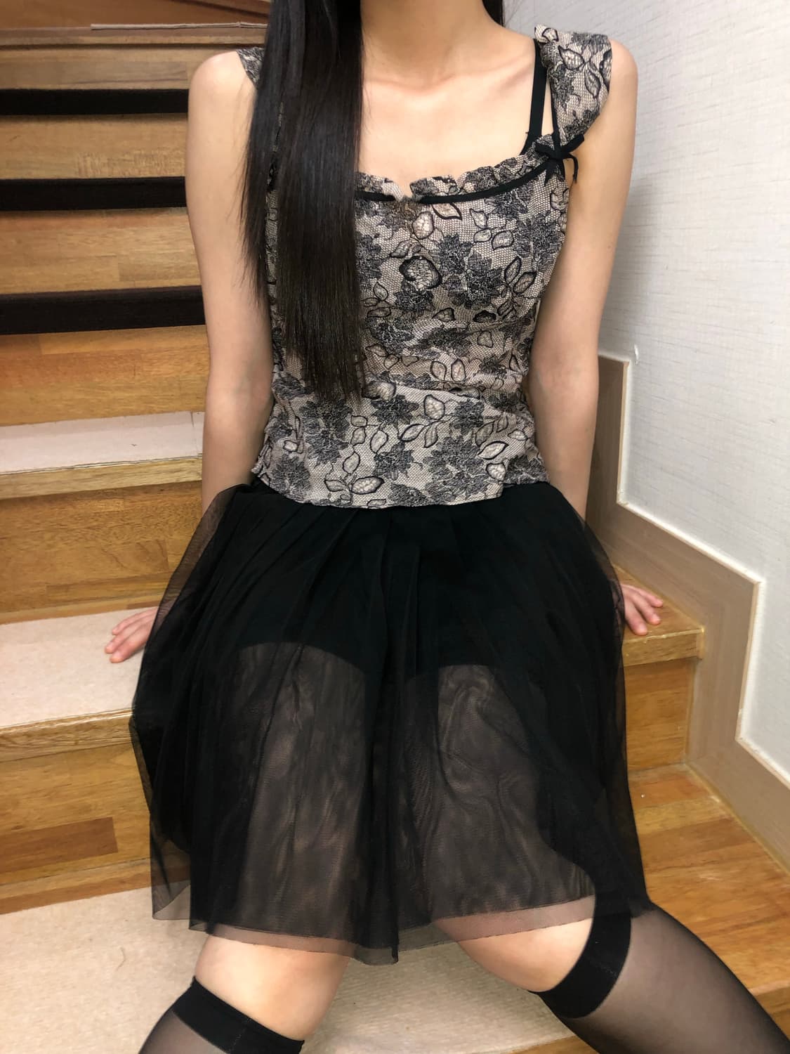 빈티지 오리엔탈 블랙 슬리브리스 상품이미지2