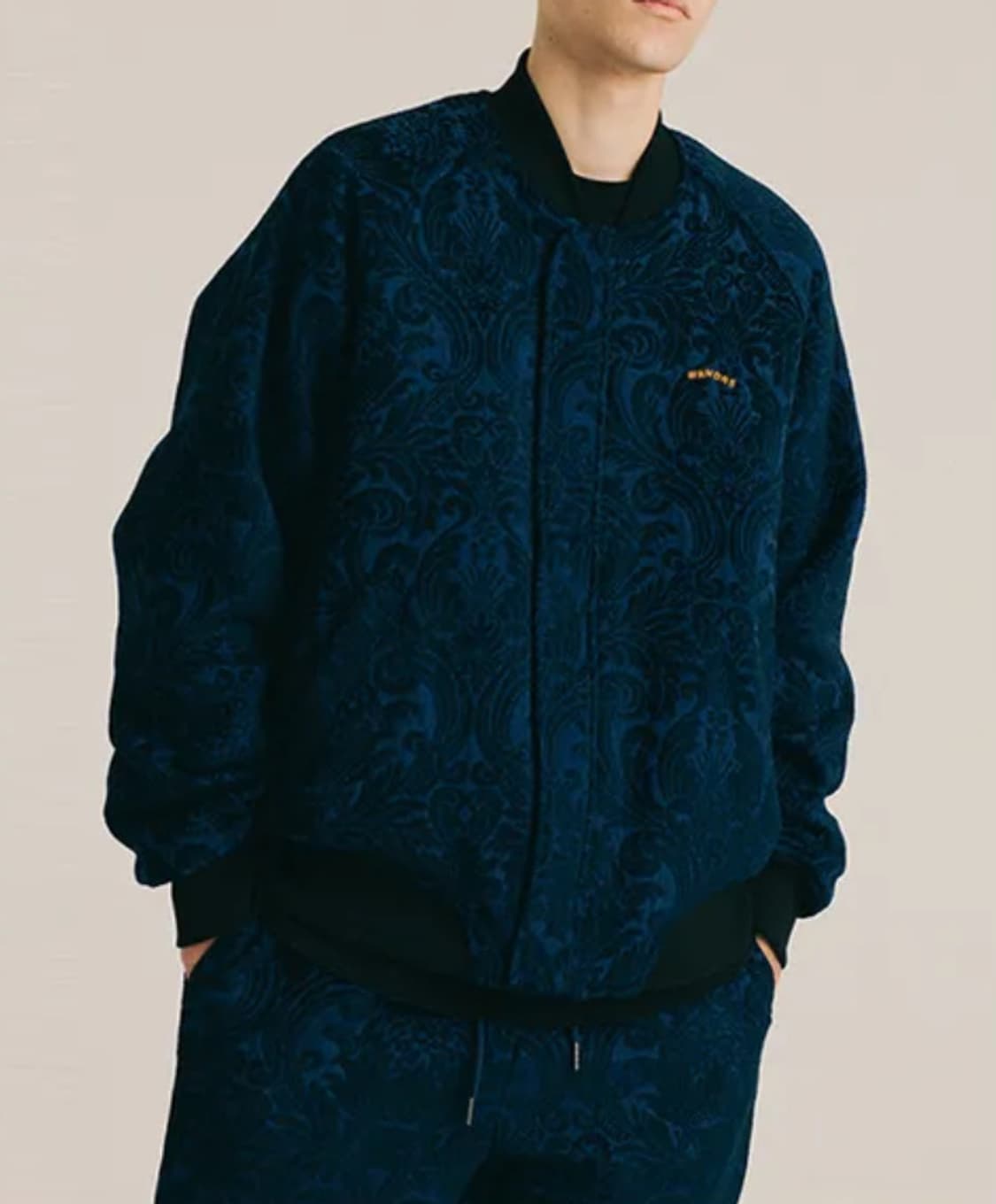 (M)위켄더스 플로럴 자카드 봄버 셋업 네이비 상품이미지1