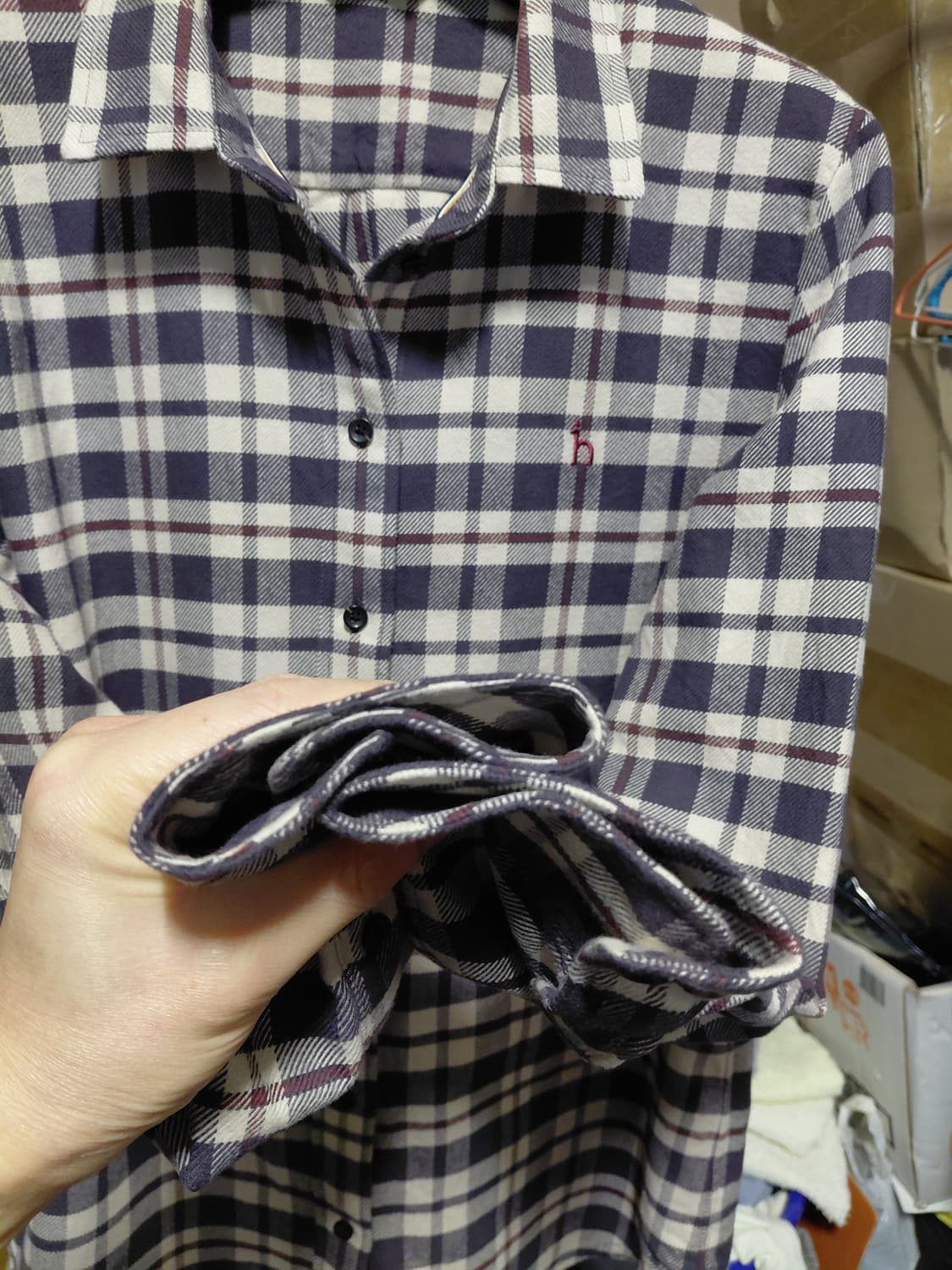 [헤지스레이디스]기모 면 체크 긴팔셔츠 여자90사이즈 상품이미지10