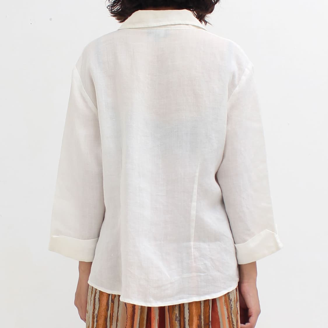 유럽 빈티지 라미 모시 플라워 자수 여름 화이트 셔츠 블라우스 상품이미지8