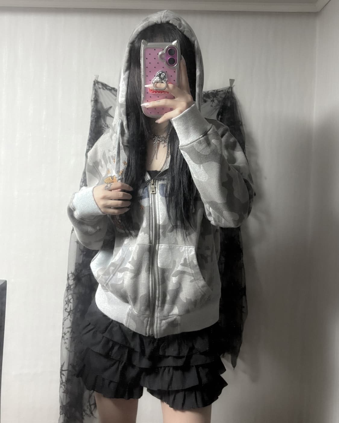 펑크 y2k 패치 포인트 후드집업  상품이미지3
