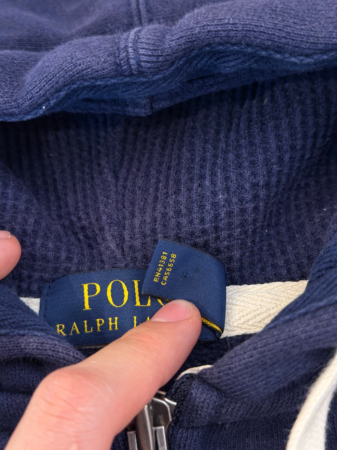 폴로 랄프로렌 와플 써멀 후드집업 네이비 상품이미지4