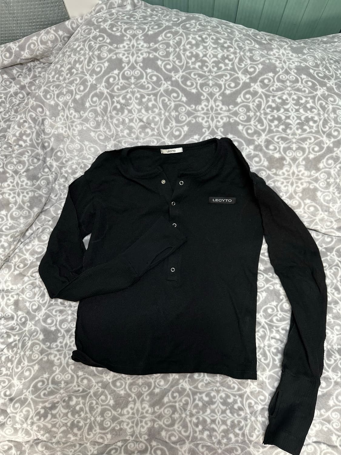 lecyto 렉씨토 Henley Neck Waffle 티셔츠 상품이미지3