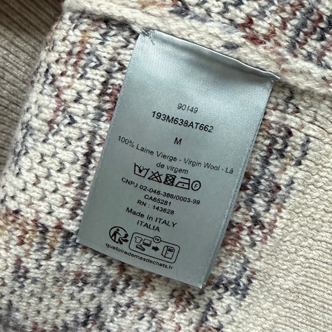 [S+급/M] 디올 오블리크 자카드 니트 스웨터 베이지 상품이미지6