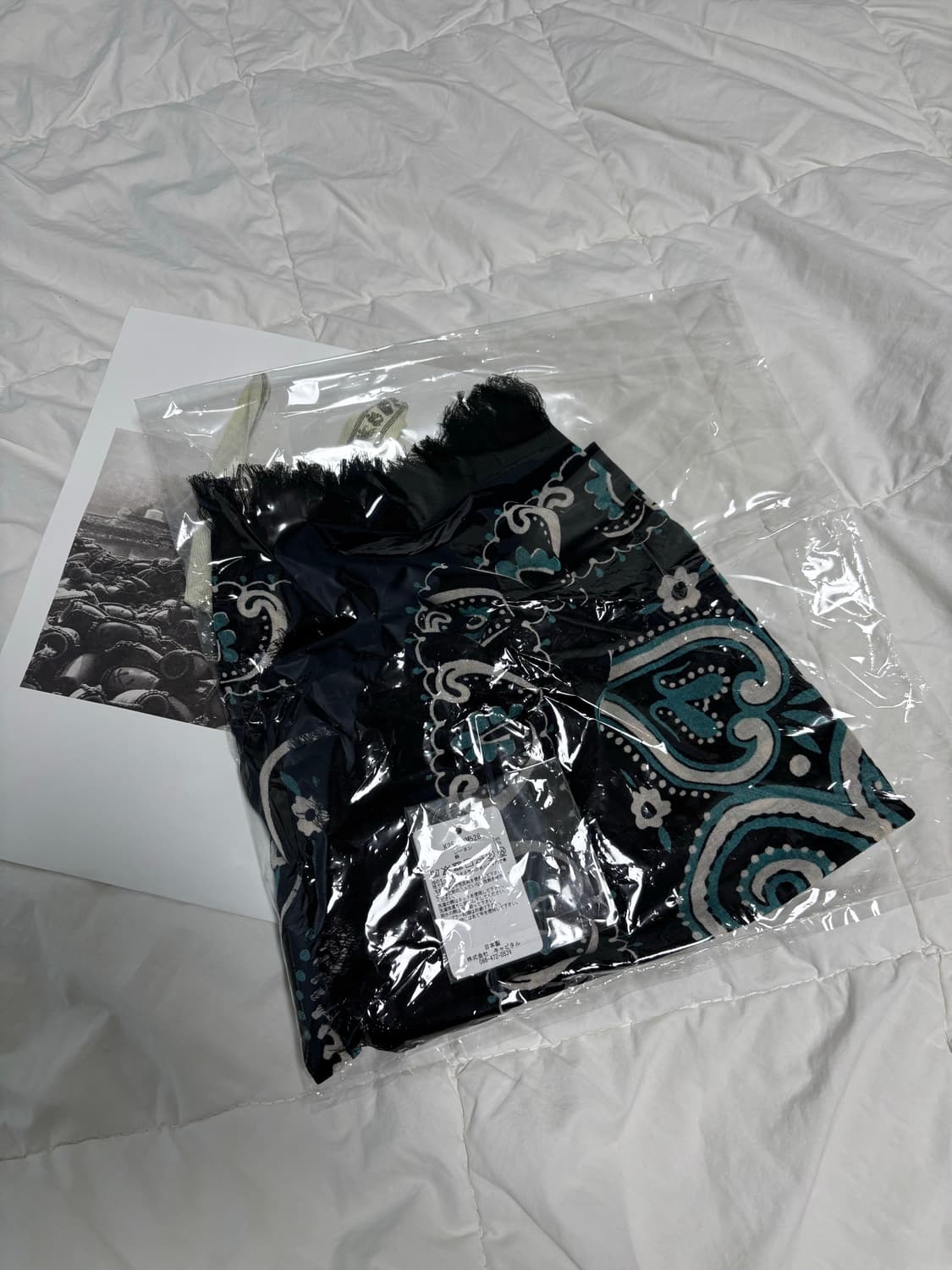 캐피탈 레이온 프린지 스톨 반다나 페이즐리 스카프 블랙 상품이미지1