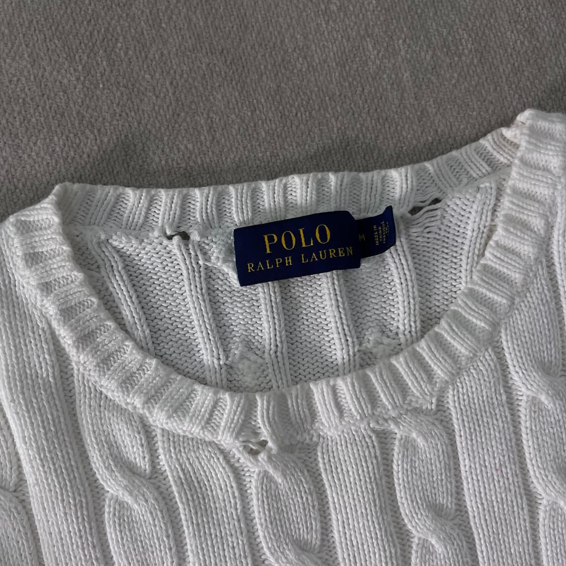 W 95 폴로랄프로렌 꽈배기 화이트 니트 상품이미지5