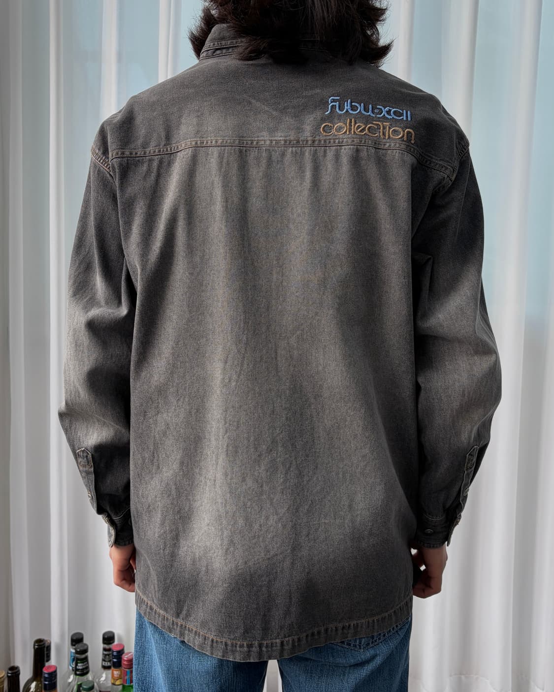 [L-XL]FUBU 후부 올드스쿨 흑청 데님 셔츠 상품이미지2